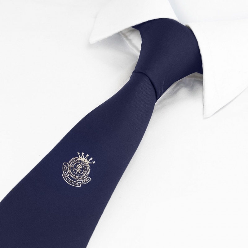 Clip On Tie  with Small White Crest